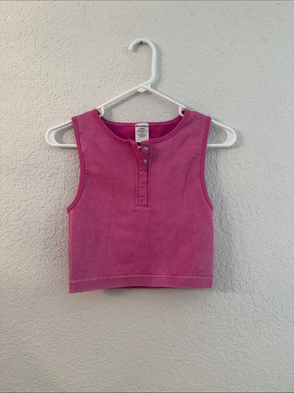 wonder nation Bright Pink Ribbed Snap-Front Tank Top